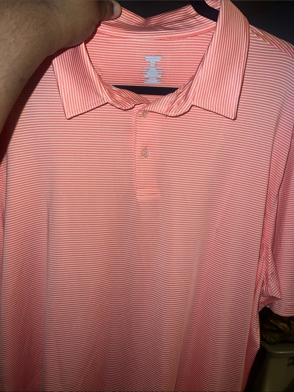 Men's Coral Thin-Stripe Polo Shirt